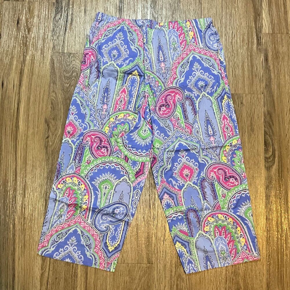 LAUREN RALPH LAUREN Black Label 2 Piece PJ Set Paisley Size PS Petite Small NEW - Picture 9 of 12